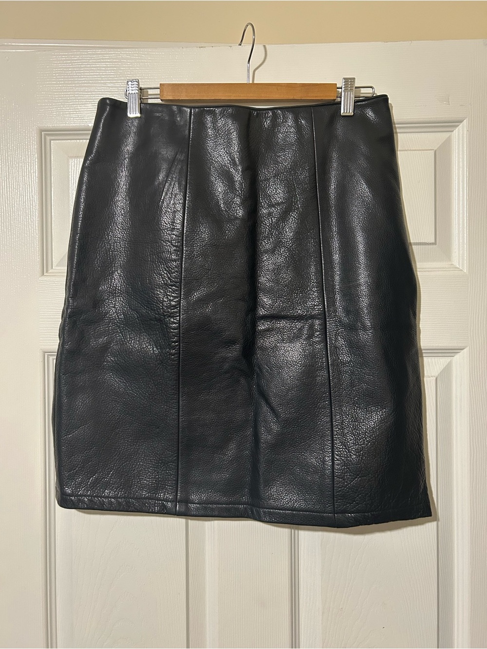 Custom made and designed Black Leather Pencil skirt